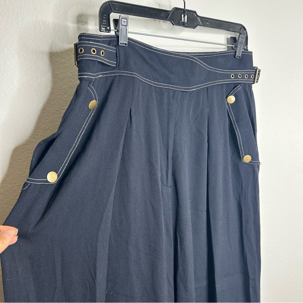 Ulla Johnson Contrast Stitching Belted Wide Leg Trouser Pant Size 12